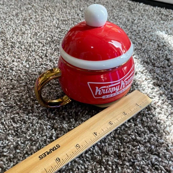 Krispy Kreme Santa Mug With Lid Gold Handle Christmas Holiday Festive Drinkware - Picture 6 of 6